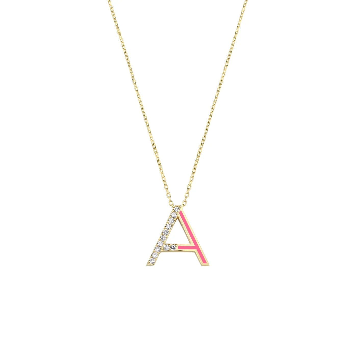 Initial A Diamond Necklace With Enamel