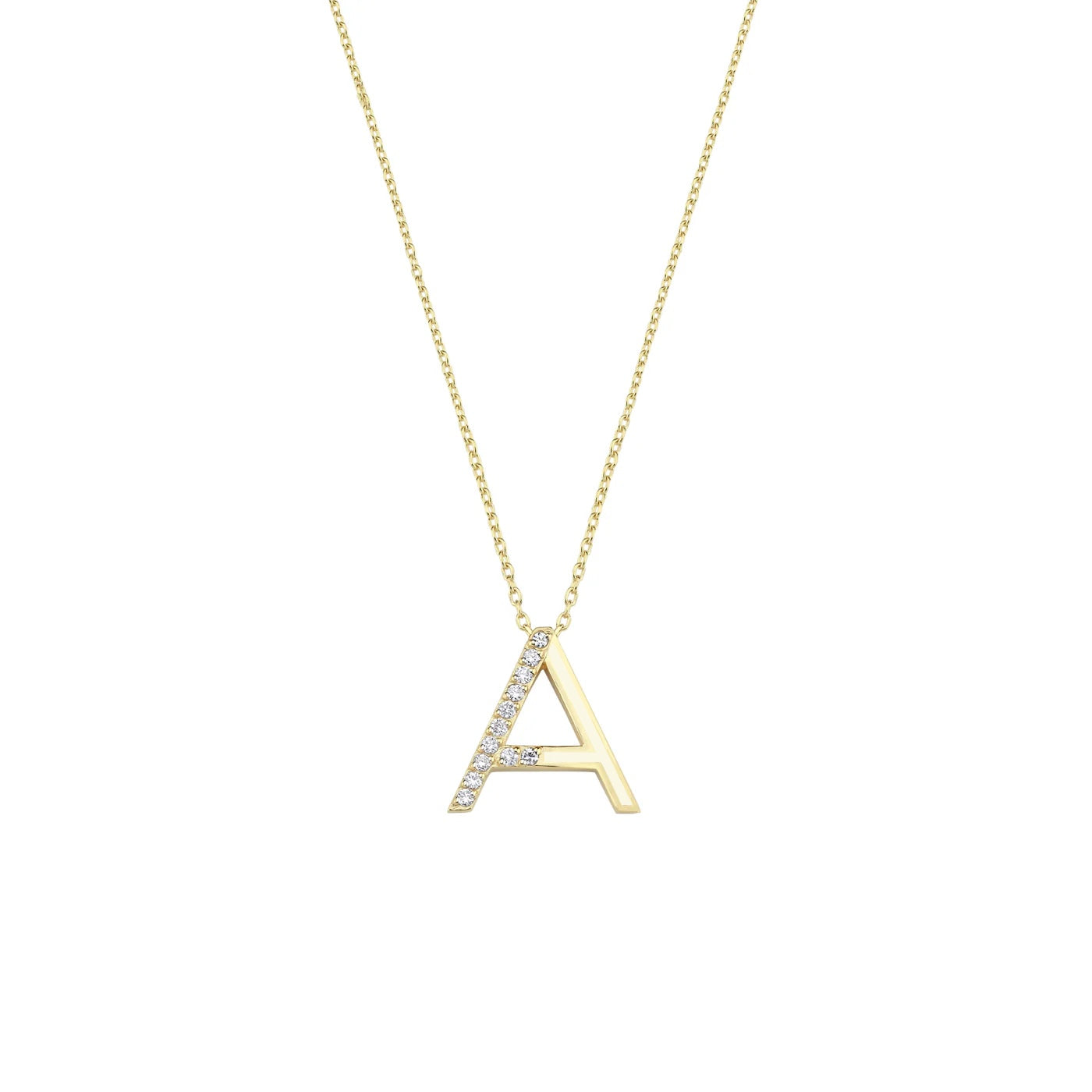 Initial A Diamond Necklace With Enamel