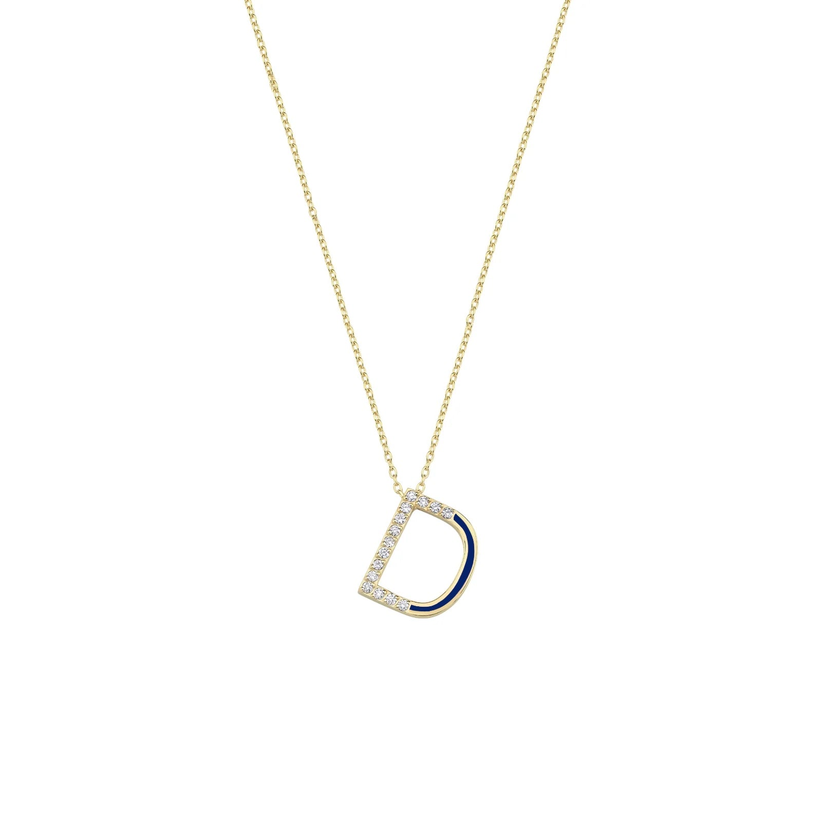Initial D Diamond Necklace With Enamel