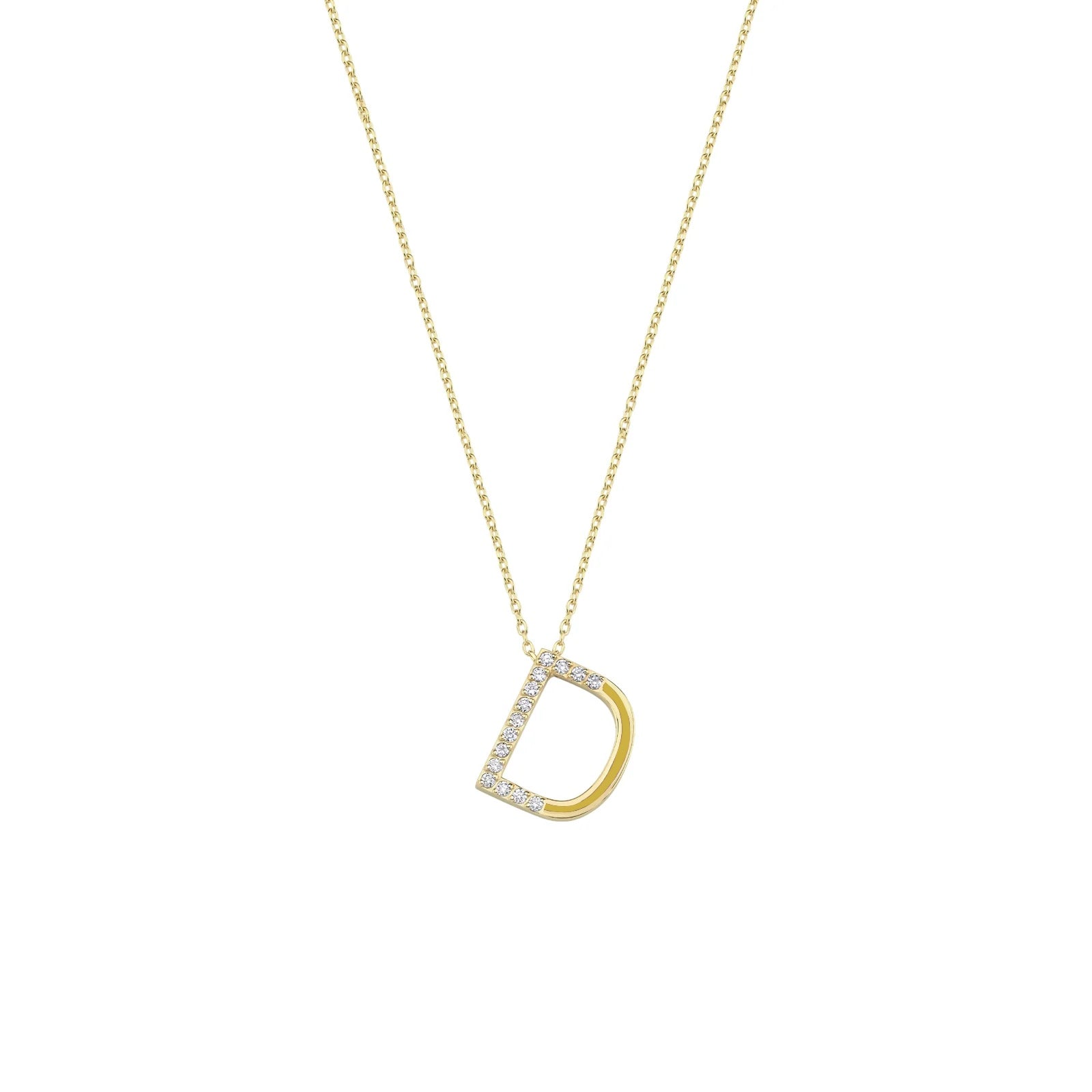 Initial D Diamond Necklace With Enamel