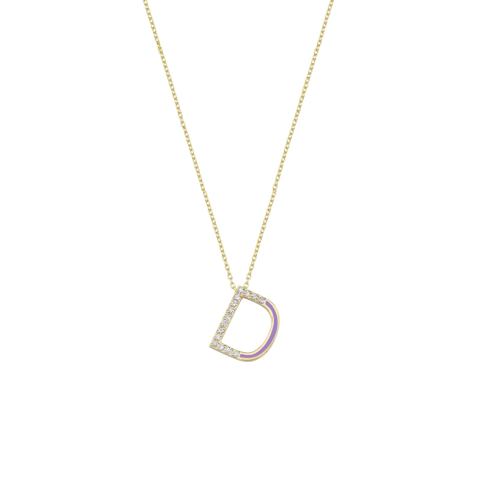 Initial D Diamond Necklace With Enamel