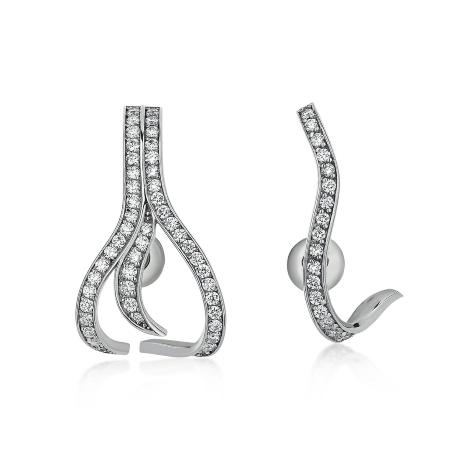 Octopus Long Earrings White Gold