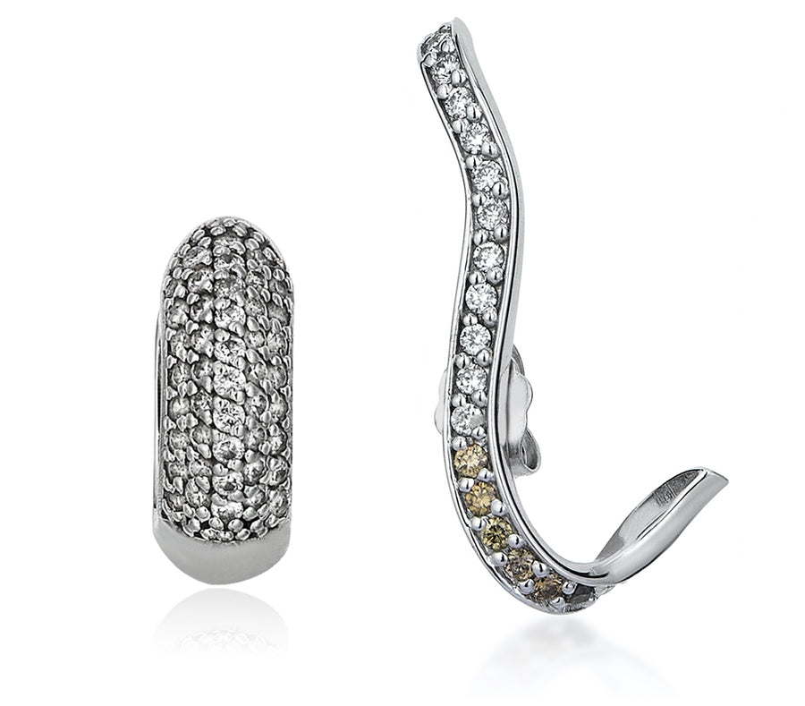 Mismatched Diamond Hoop and Freedom Earring