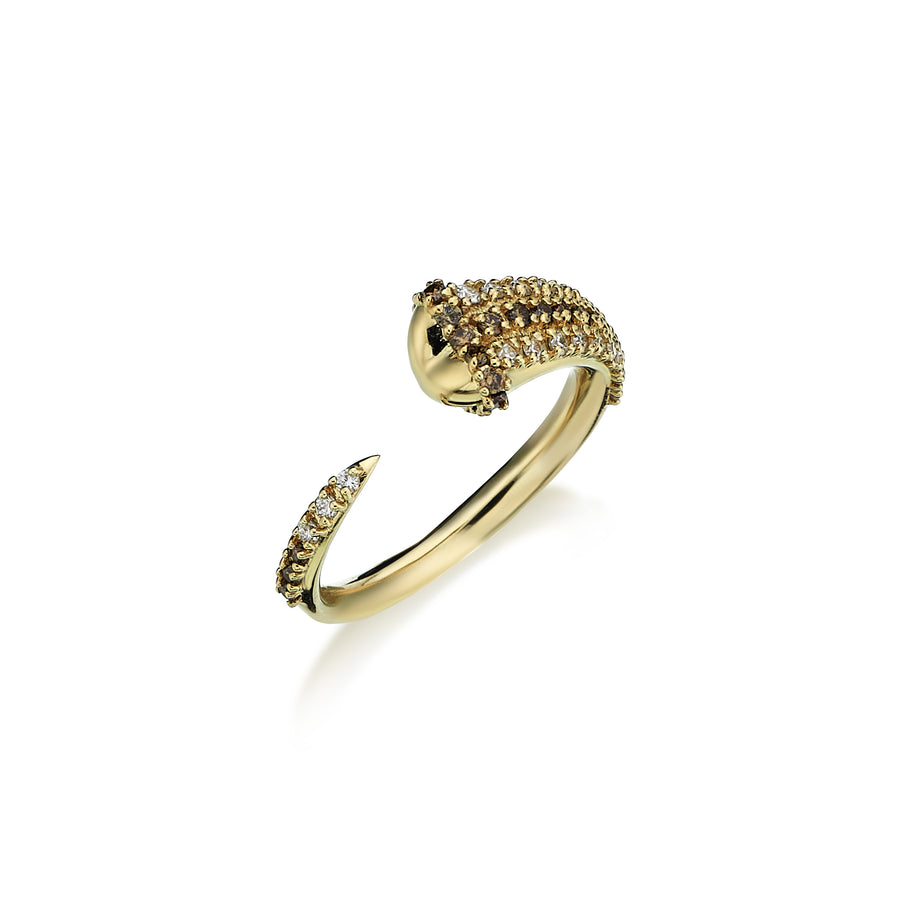 Pave Heart Coil Ring with Diamonds