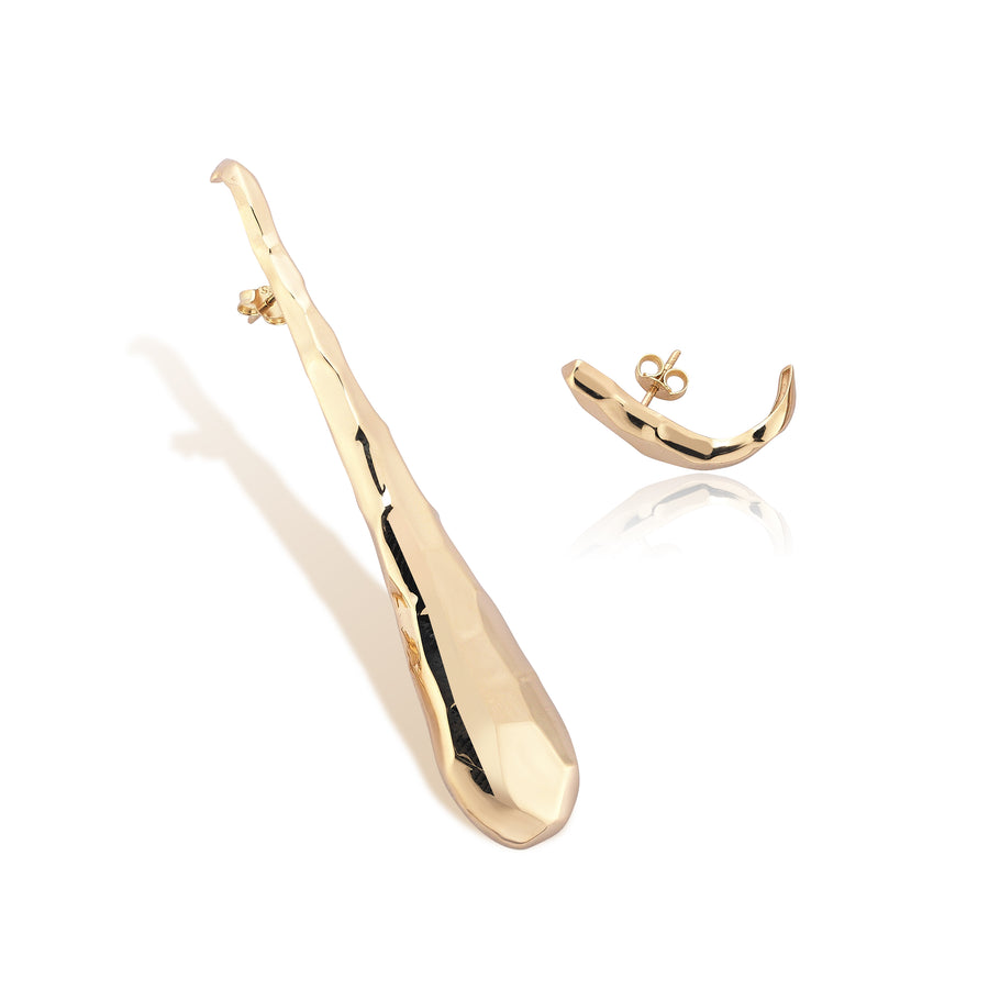 Mismatched Head to Tail Snake Earrings (14K Gold)