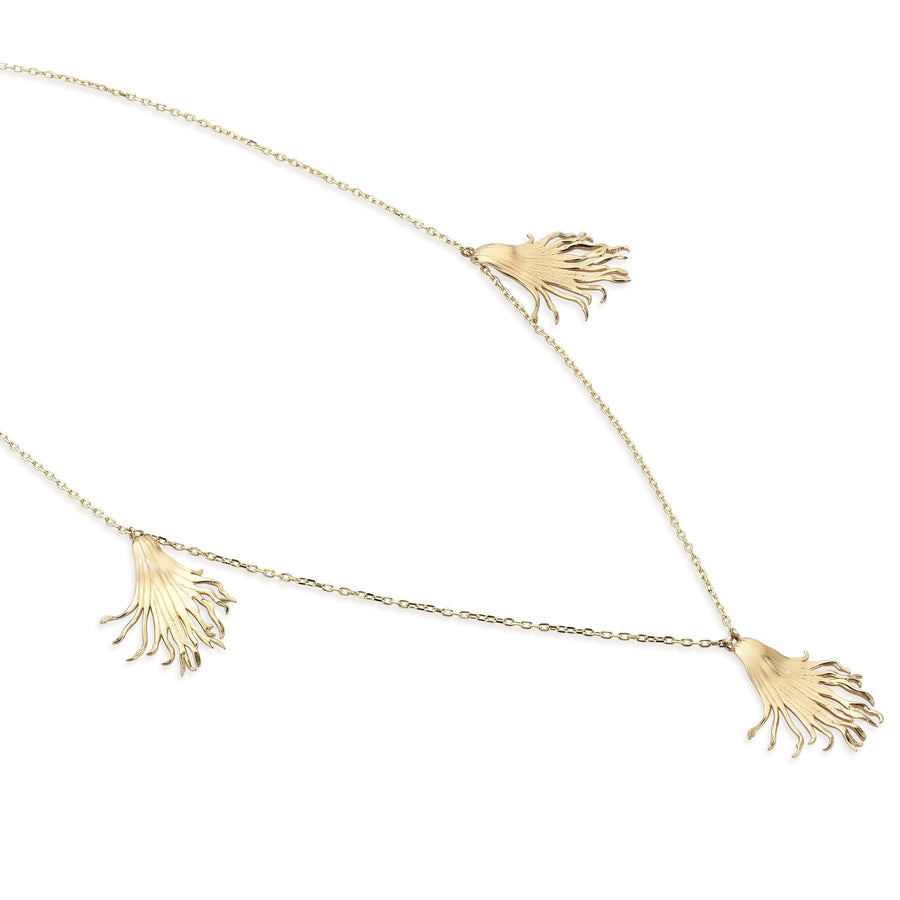 Leaves Drop Necklace (14K Gold)