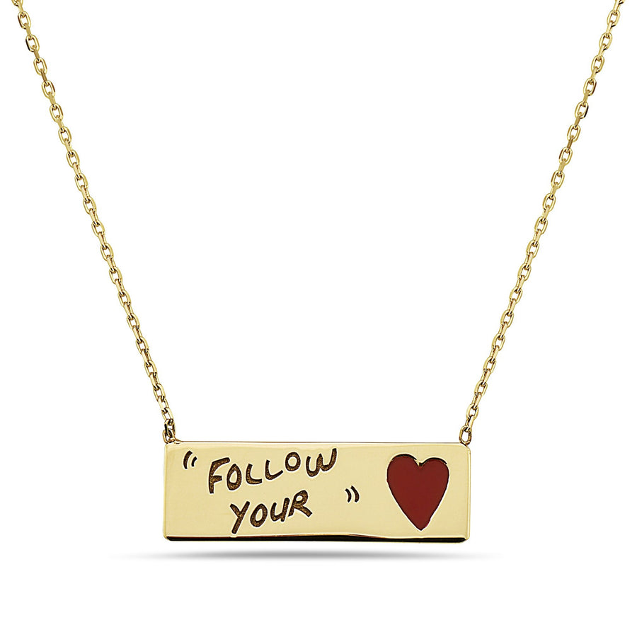 Follow Your Heart Bar Necklace (14K Gold)