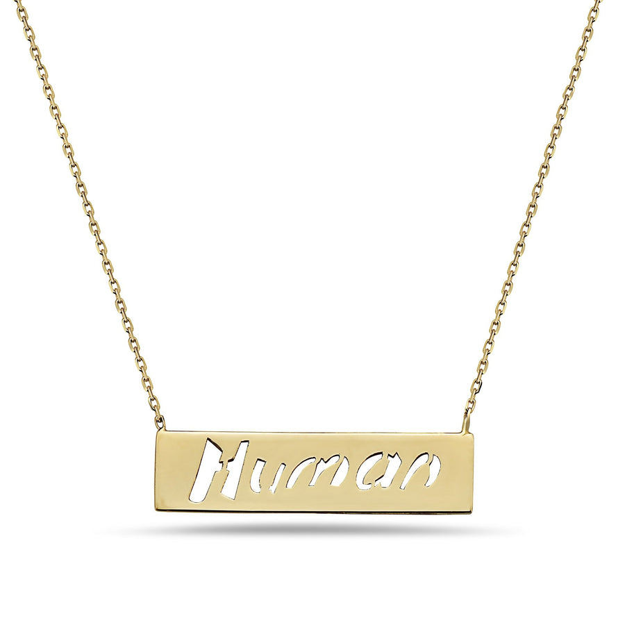 Human Bar Necklace (14K Gold)
