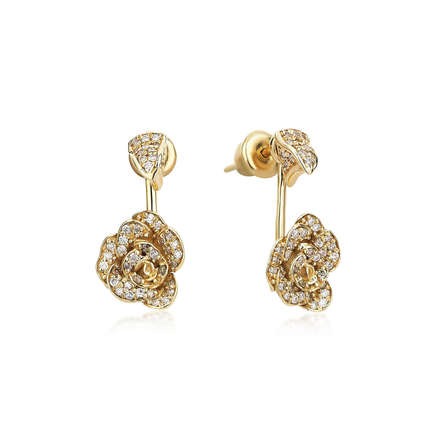Rose And Thorn Diamond Earrings (14K Gold)
